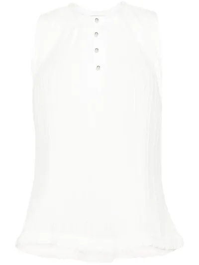 Lanvin Pleated Sleeveless Top In White