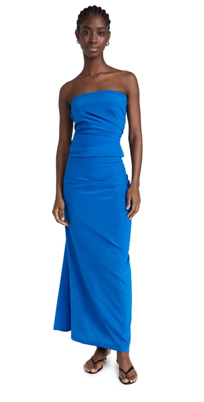 Proenza Schouler Odette Strapless Silk-blend Maxi Dress In Cerulean