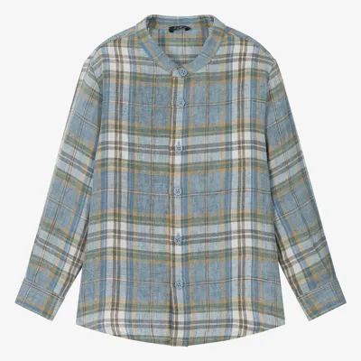 Il Gufo Kids' Boys Blue Check Linen Shirt