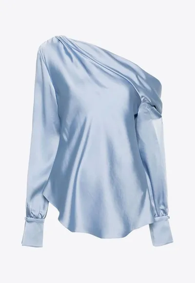 Simkhai Alice Satin Blouse In Blue