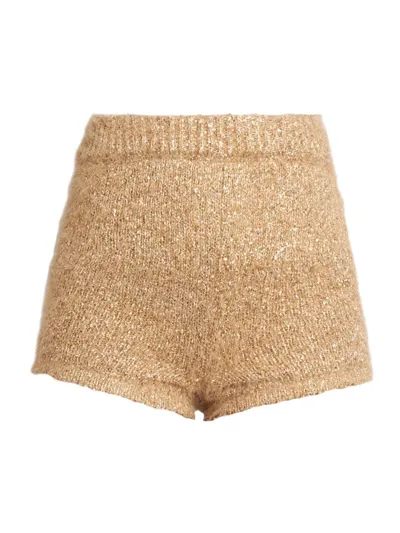 Nina Ricci High-waisted Tweed Shorts In Gold