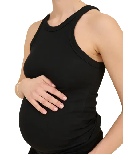 Ilouity Ribbed Pregnancy Tank (black/white/grey Melange)