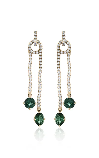 Jade Ruzzo Gloria 18k White Gold Tourmaline Earrings In Green