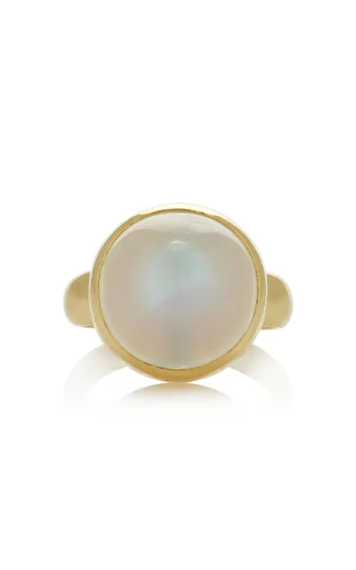 Jade Ruzzo Vic 18k Yellow Gold Moonstone Ring In White