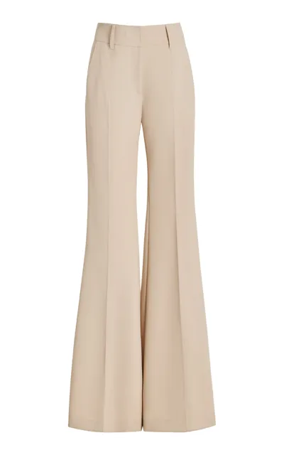 Gabriela Hearst Rhein Wool Crepe Wide-leg Pants In Khaki