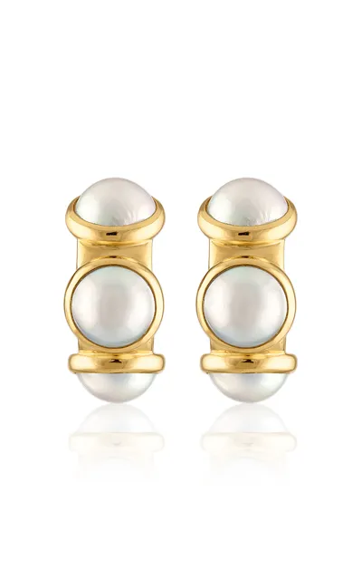 Jade Ruzzo Vic 18k Yellow Gold Pearl Earrings In 18k Yellow Gold,9mm Mabe Pearl