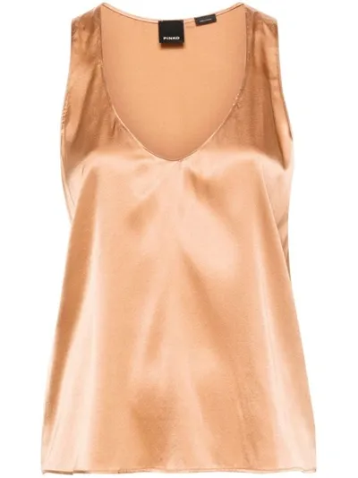 Pinko Marzemino Silk-blend Tank Top In Orange