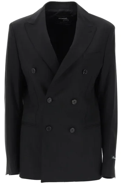 Hommegirls Slim Fit Double-breasted Blazer In Black (black)