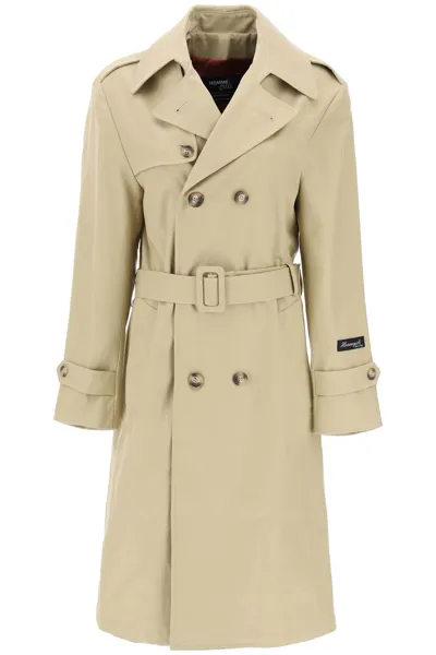 Hommegirls Cotton Double-breasted Trench Coat In Khaki (beige)