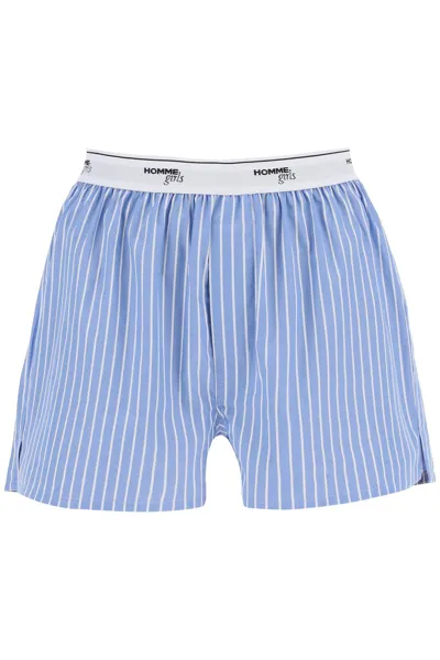 Hommegirls Cotton Boxer Shorts In Classic Stripe