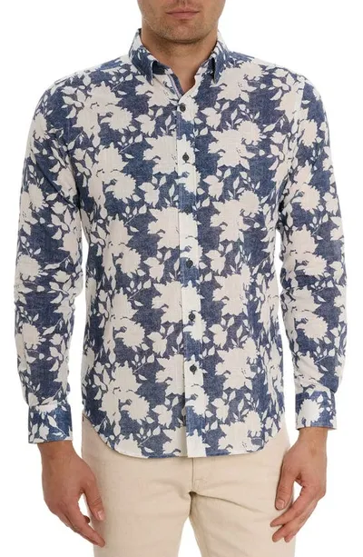 Robert Graham Dominus Tailored Fit Floral Cotton Button-up Shirt In White