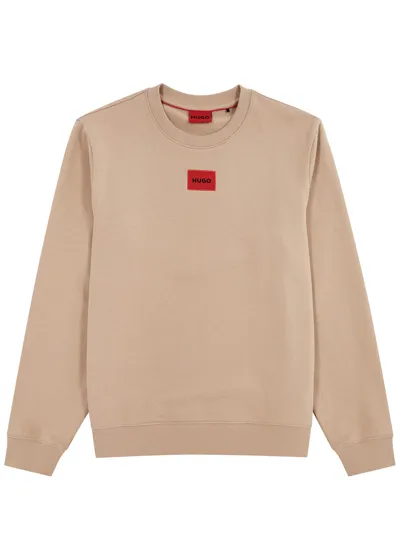 Hugo Logo Cotton Sweatshirt In Beige