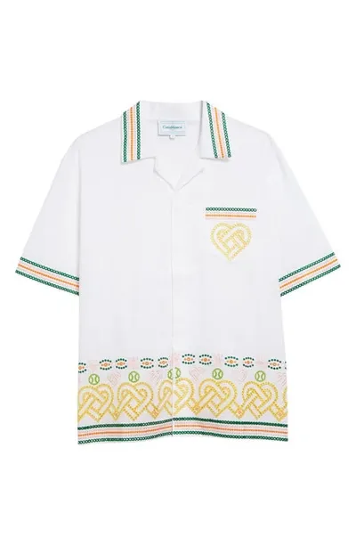 Casablanca Eyelet-embroidered Cotton Shirt In White