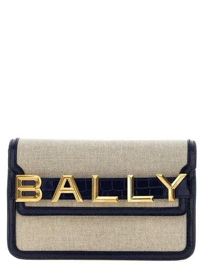 Bally Logo Leather Canvas Crossbody Bag Crossbody Bags In Blue