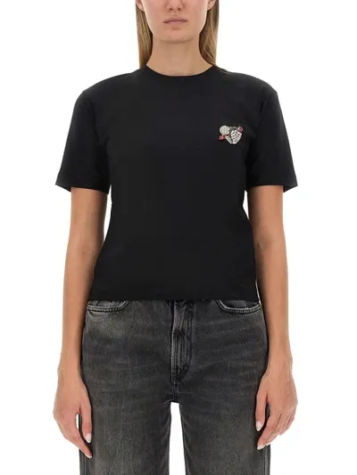 Msgm Cropped T-shirt In Black