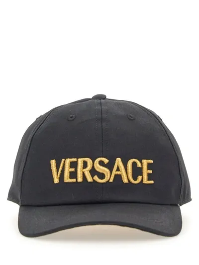 Versace Baseball Cap In Black