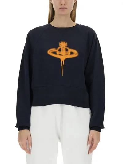 Vivienne Westwood Woman Sweatshirt Navy Blue Size L Organic Cotton