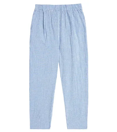 Liewood Kids' Birger Checked Seersucker Pants In Blue