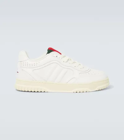 Gucci Re-web Leather Sneakers In White