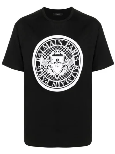 Balmain Logo-print Cotton T-shirt In Black