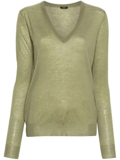 Joseph V-neck Cashmere Jumper In Green