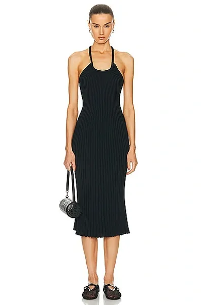 Proenza Schouler Vida Ribbed Body-con Midi Dress In Black