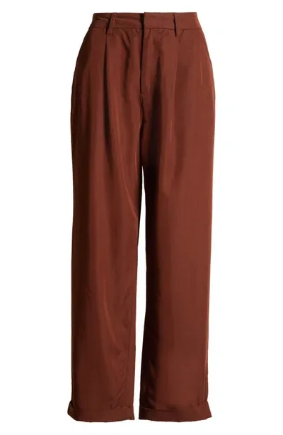 Brixton Victory Twill Wide Leg Pants In Brown