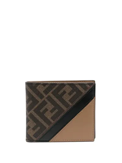 Fendi Diagonal Bi-fold Wallet In Brown