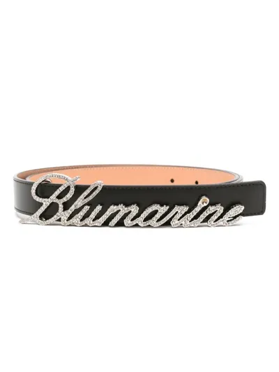 Blumarine Black Logo-embellished Leather Belt