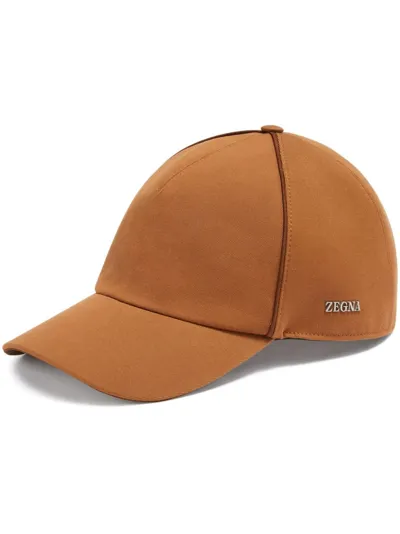 Zegna Logo-plaque Baseball Cap In Brown