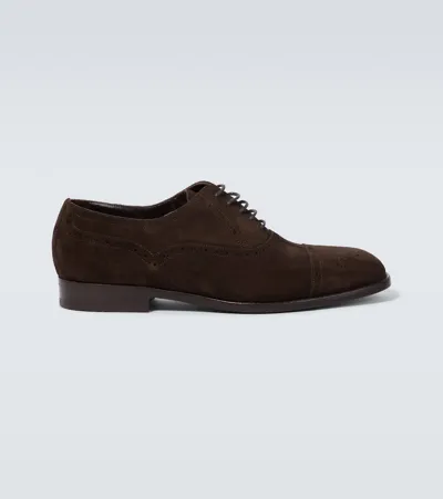 Manolo Blahnik Witney Suede Brogues In Brown