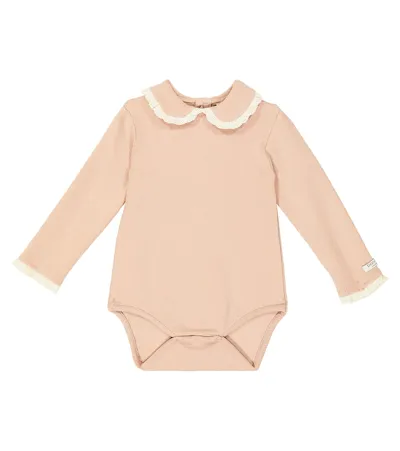 Donsje Baby Diete Lace-trimmed Cotton Bodysuit In Rose Mocha