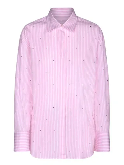 Msgm Stripe Cotton Shirt In Purple