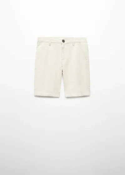 Mango Kids' Linen Chino Bermuda Shorts Beige