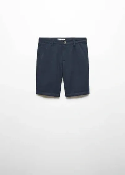 Mango Kids' Linen Chino Bermuda Shorts Dark Navy