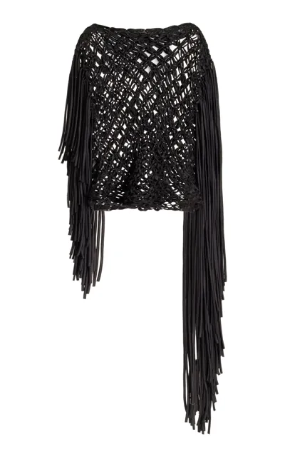 Diotima Cascade Fringe Cut Out Top In Black