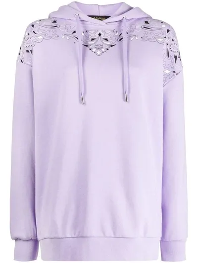 Mcm Bandana-monogram-print Oversized Hoodie In Purple