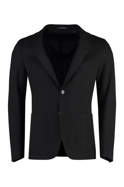 Tagliatore Single-breasted Cotton Blazer In Black