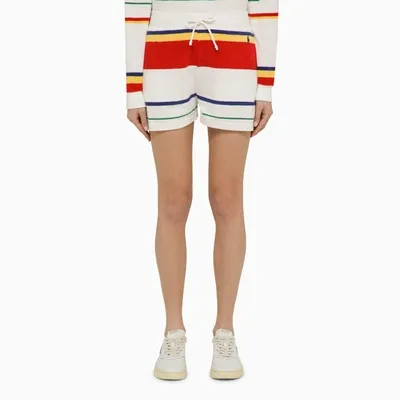 Polo Ralph Lauren White Multi-coloured Striped Terry Shorts In Multi Stripe