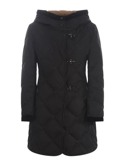 Fay Virginia Quilted Rain Coat In Black