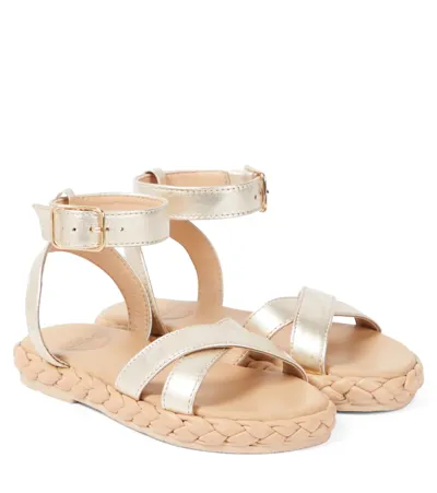 Chloé Kids' Metallic Sandals In Gold