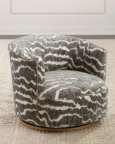 Haute House Diane Swivel Chair In Black/white