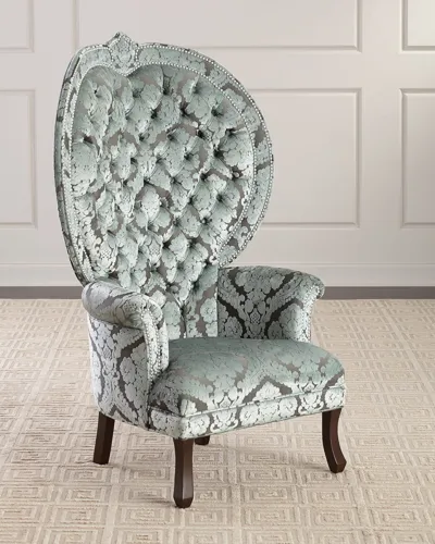 Haute House Bibi Wing Chair In Blue/green