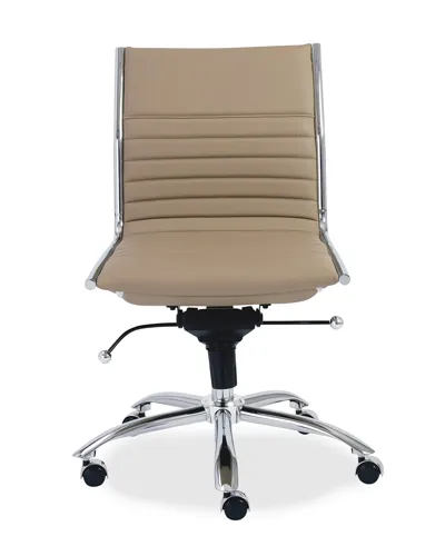 Euro Style Dirk Low Back Office Chair W/o Armrests In Taupe/chrome