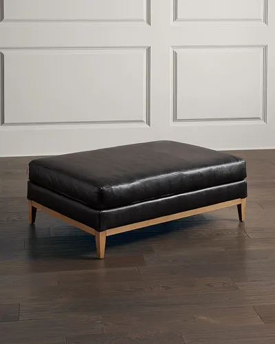 Massoud Darius Leather Ottoman In Black