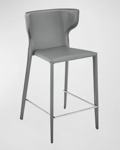 Euro Style Divinia Counter Stool - Set Of 2 In Gray