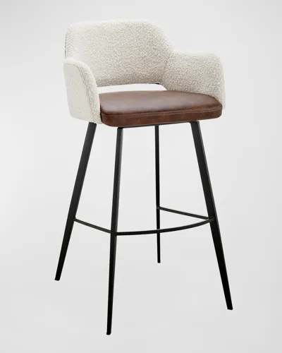 Euro Style Desi Swivel Bar Stool In Ivory