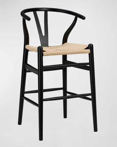 Euro Style Evelina Counter Stool In Black/natural