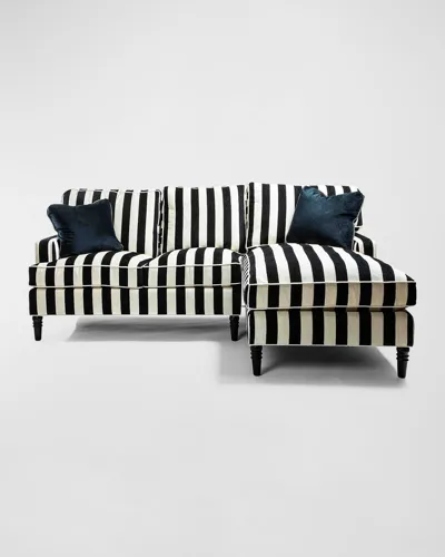 Mackenzie-childs Marquee Stripe 2-piece Right Arm Chaise Sectional In Black