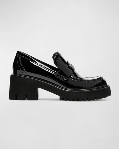 La Canadienne Readmid Patent Leather Penny Loafers In Black